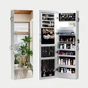 Levede Mirror Jewellery Cabinet Makeup Storage Cosmetic Organiser Box Hanging
