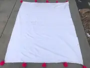 Moroccan pompom blanket throw Bohemian White cover bed W Pink Pom 93’’ x 74’’