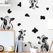 Funny Cows and Cow Print Wall Stickers, sacinora Modern Cow Spot DIY Wall Decals Removable Black Vinyl Peel and Stick for Living Room Bedroom Bathroom Door Furniture Nursery Art Home Decorations