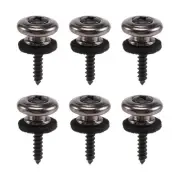 6 Pieces Mushrooms Head Guitar Strap Buttons Strap Locks Chrome (Black) J6A1