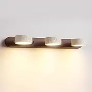Natural Wood Vanity Light Fixture – 2/3/4-Light LED Wall Sconce with Yellow Travertine, 180° Rotatable Wooden Bathroom Lighting Over Mirror for Modern Home DecorBrown,4 Lights
