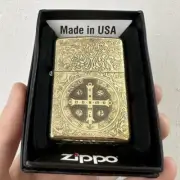 Lighter Antique Golden Brass Constantine Priest Carving Windproof Collection in