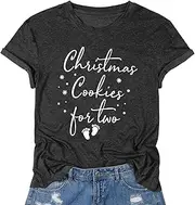 [FASHGL] Christmas Pregnancy Shirt Women Funny Maternity Christmas T-Shirt Cute Xmas Pregnancy Announcement Tee Tops
