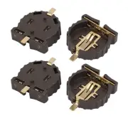4 Pcs Plastic CR1220 Cell Button Lithium Batteries Socket Holder Brown