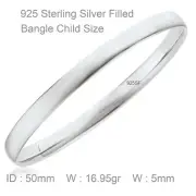 Bracelet 5mm Real 925 Sterling Silver Filled Solid Bangle Flat Child Sz 50mm