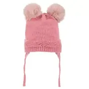 Infant & Toddler Knitted Winter Beanie with Pompom "Ears" For Girls