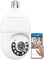 4MP Light Bulb Security Cameras Wireless Outdoor, PTZ WiFi Surveillance Camera with E27 Bulb Connector,Two Way Audio,Night Vision,4mp