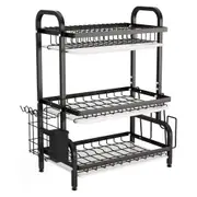Carla Home Dish Drying Rack 3 Tier Large Capacity Kitchen Storage With Utensil And Cutting Board Holder Racks & Holders