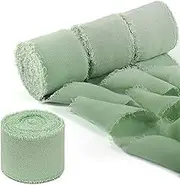 FLEXNOVA Ribbon Eucalyptus Green, 4 cm x 20 m Gift Ribbon Green Satin Ribbon Wide, Wedding Chiffon Ribbon Fabric Ribbon for Wedding Invitations, Bridal Bouquets, Gift Wrapping, DIY Work
