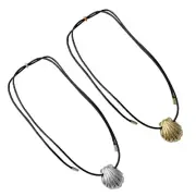 Drawable Leathers Rope Shell Pendant Necklace for Women Elegant Adjustable Chain