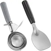 2Pcs Stainless Steels Ice Cream Spoon Fruit Mashing Spoon Diggers Ice Cream Maker Nonslip Handle Cone Paddles Enduring Ice Cream Spoons Set
