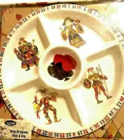 Hand Painted King of Hearts Chip & Dip 5 Sectional Serving Dish Cards Roulette