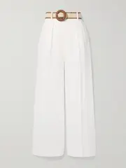[Zimmermann] Zimmermann - Golden Belted Pleated Linen Wide-leg Pants - Ivory - 3 3 Ivory