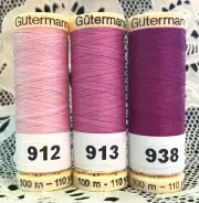 3 NEW different lavender colors GUTERMANN 100% polyester thread 110 yard spools