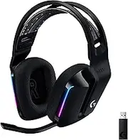 Logitech G733 Lightspeed Wireless Gaming Headset with Suspension Headband, LIGHTSYNC RGB, Blue VO!CE mic Technology and PRO-G Audio Drivers, Lightweight, 29 Hour Battery Life, 20m Range - Black