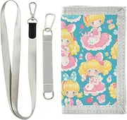 [Yoogain] Cartoon Cute Blonde Doll tri fold wallet for birthday gift nylon billfold wallet with lanyard, Cartoon cute blonde doll, 1 size, Fashion