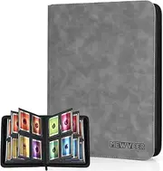 Top Loader Card Folder Holds 112 Top Loaders, 4 Pockets with Sleeves, Trading Card Folder for YGO/PTCG/MTG/TCG Playing Cards - Grey
