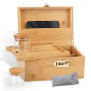 Large Bamboo Decorative Box with Combination Lock for Home Storage Lockbox
