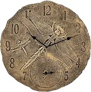 Generic 30.5cm Wall Clock Waterproof Indoor Outdoor Temperature Display Silent Non Ticking Quartz Round Clocks for Backyard Lawn Porch Office