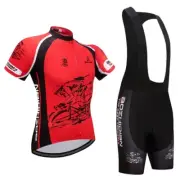 Men's Red Cycle Jersey Top Padded Cycling (Bib) Shorts Coolmax Bike Kit S-5XL