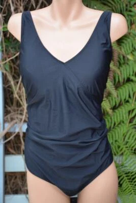 NEW Autograph FIRMING TUMMY PANEL Black WRAP One Piece Swimsuit Size 26 $89.99