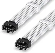 EZDIY-FAB 16AWG PCI-e 5.0 12VHPWR PSU Sleeved Cable, 600W 12+4 Pin Male to 12+4 Pin Male Cable for RTX 3090Ti/4070Ti/4080/4090, 60cm/23.62in-White