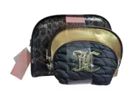 Juicy Couture Women's Cosmetic Bag Set Black Gold Leopard Print