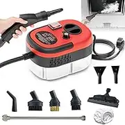 Steam Cleaner, 2500W Handheld Cleaning Steamers with 1200ML Water Tank, 105℃ High Temperature Steam, 15S Quick Heating, Portable Steam Shot Cleaner with 3 Brush Heads for Deep Cleaning red