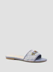 GUESS Women's Blue Logo Hammi Slide Sandals Size: 7, Synthetic
