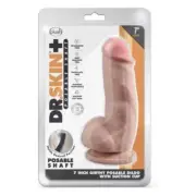 Dr. Skin Plus Girthy Posable Dildo With Balls 7 In. Vanilla