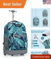 18.92" Rolling Backpack for Kids - Stylish Travel School Bag with Quiet Wheels