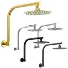 WELS 8" Rain Shower Head Wall Gooseneck Arm Swivel Set Gold/Black/Brushed/Chrome