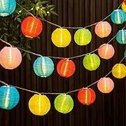 ENLACE Paper Lantern String Lights 10 LED Lanterns 2 Metres Multicoloured 7.5cm Diameter