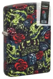 Zippo 49696 Skull Crown Glow In The Dark 540 Color Lighter + FLINT PACK