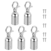 1.3"x3.7" Stanchion Rope End Stopper 5pcs Cord End Caps Barrier Rope End Silver