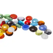 Glass Beads,36pcs Flat Glass Gemstone Colorful Mixed 0.44lbs Glass Pebbles