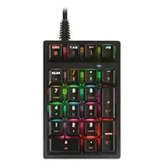 Numeric Keypad Small Keyboard Multifunction Keys Wired Mechanical RGB Color Backlit Keyboard for Bank Accounting - Black