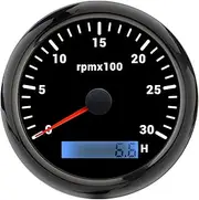 PCECKMZTFZ 85mm Car Boat Tachometer Gauge LCD Hour Meter 3000 4000 6000 8000 RPM12V/24V 7Colors Backlight Tacho Sensor Marine Tacho Meters Speedometer(BN 3000RPM)