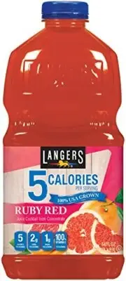 Langers 5 Juice Cocktail Ruby Red Grapefruit 64 Ounce Pack of 8