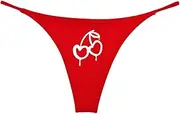 [NE Beauty] Wild Cherry Womens Thong (Pack of 1) Red White Cherries Fruit