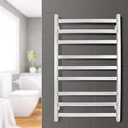 ACA Trading SAA Electric Heated Towel Rack 9 Rungs Square Towel Warmer Stainless Steel Bath Towel Rail,Waterproof Switch IP55,Wall Mounted Heated Towel Rail for Bathroom Plug-in or Hardwired Chrome