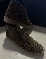 New Saint Laurent Men Suede Leopard Print Espadrille Shoes Coffee 8 US ( 41 Eu )