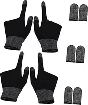 GARVALON Gaming Gloves Finger Sleeves 2 Pairs Graphene Sleeves for Touch Screen Anti-Sweat Comfortable Fabric Elastic Fit Comprehensive Set