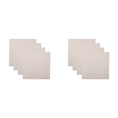 2x 4PK Maxwell & Williams Table Accents Leather-Look Cowhide Coaster 10cm White