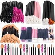 Rolybag Disposable Makeup Applicators Kit Mascara Wands Eyeliner Brushes Lip Applicators Eyeshadow Applicators Disposable Makeup Tools with Organizer Box for Easy Portability