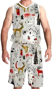 [KQNZT] Basketball Jersey for Men, Personalized Jersey, Men's Lightweight Rec Tanks, Christmas Cartoon Elk Snowman