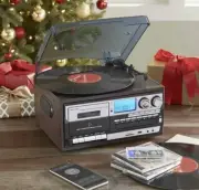 ALL MUSIC FORMAT STEREO 2 Speakers Bluetooth Turntable CD USB SD Headphone Jack