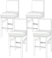 4Pcs Barstool Covers,Barstool Covers Slipcover,Bar Stool Slipcover,Chair Cover,Pub Counter Stool Chair Cover,Waterproof PU Bar Stool Covers,Washable Bar Stool Chair Covers for Home Bar (White)