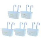 5Pcs 11" Metal Hanging Flower Pots for Railing Fence, Railing Planter Box, Blue