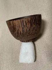 Cambodian Coconut Shell Cup - Never Used - Rich Brown Color